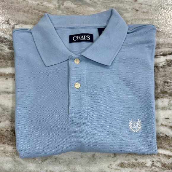NWT CHAPS Short-Sleeved Polo Shirt Men's Light Blue Size L - Picture 1 of 4